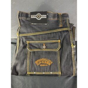 Vintage Brooklyn Xpress Jeans Baggy Colorful Stitch Skater Mens 36x32 Black